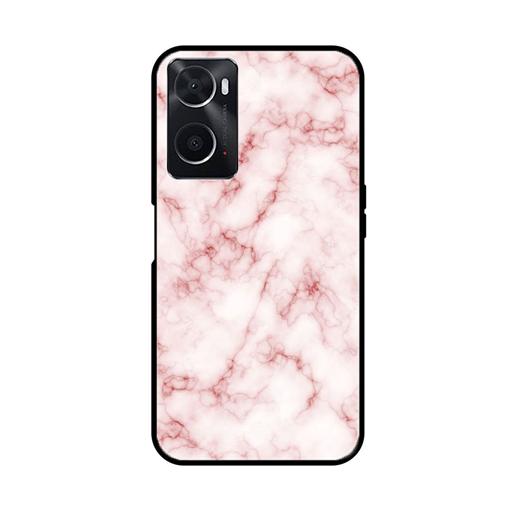 Oppo A76 Pink Marble Series  Premium Printed Glass soft Bumper shock Proof Case