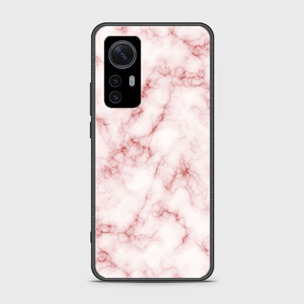 Xiaomi 12 Pink Marble Series  Premium Printed Glass soft Bumper shock Proof Case