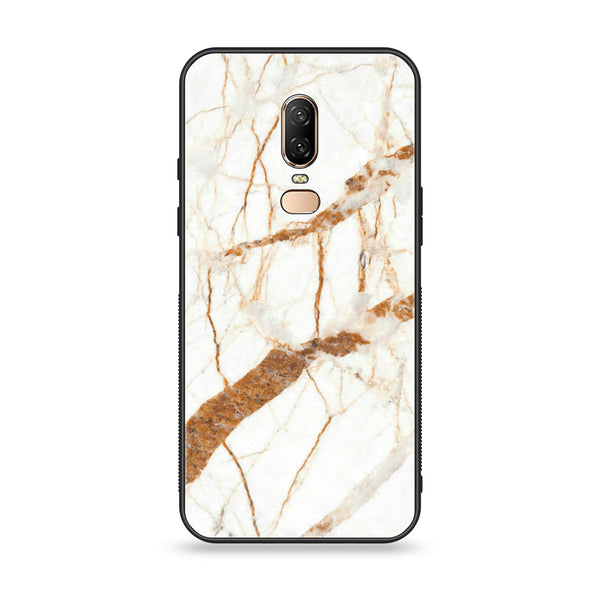 OnePlus 6 - White Marble Design 4 - Premium Printed Glass soft Bumper shock Proof Case CS-28006