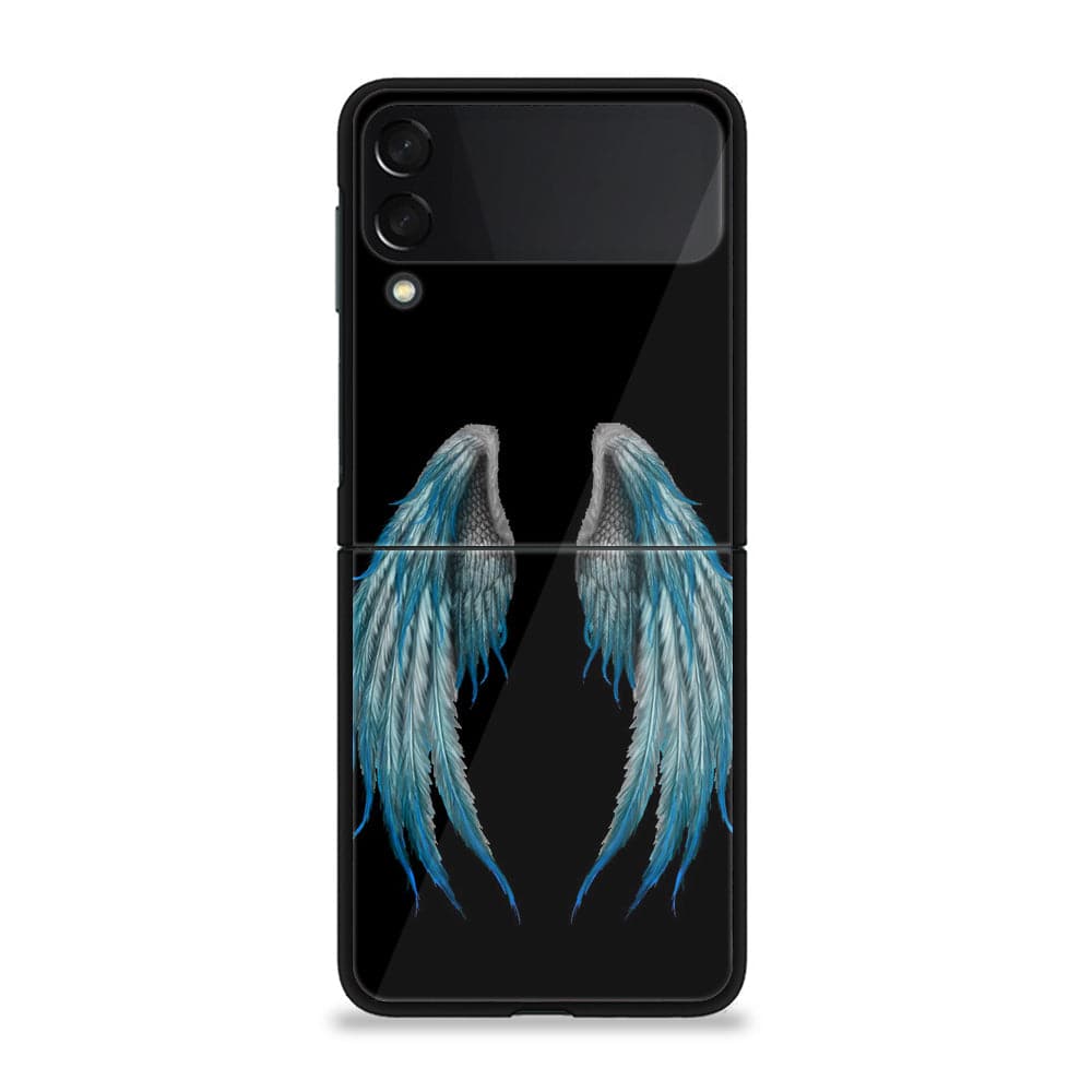 Galaxy Z Flip 3 - Angel Wings Series - Premium Printed Glass soft Bumper shock Proof Case