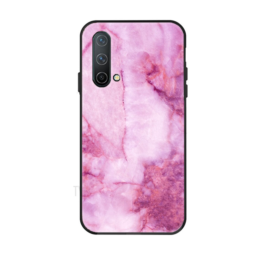 OnePlus Nord CE 5G - Pink Marble Series - Premium Printed Glass soft Bumper shock Proof Case