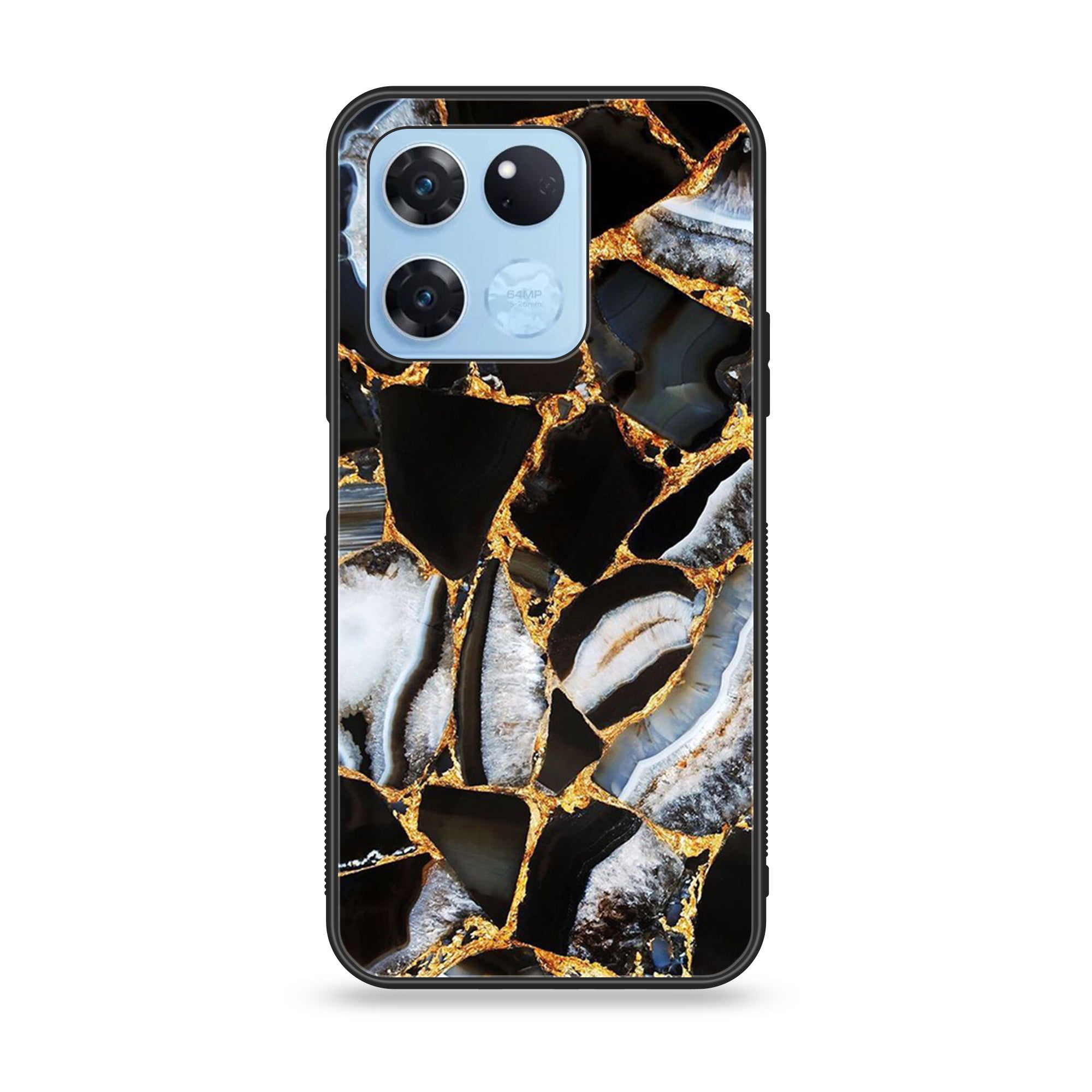 OnePlus Ace Racing - Black Marble Series - Premium Printed Glass soft Bumper shock Proof Case