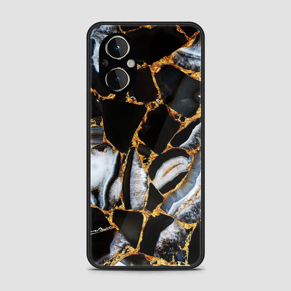 OnePlus Nord N20 5G- Black Marble Design 5- Premium Metal Printed soft Bumper Shock Proof Case CS-12579