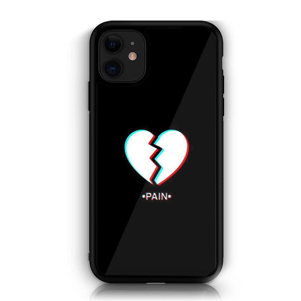 iPhone 11 Heart Series  Premium Printed Glass soft Bumper shock Proof Case