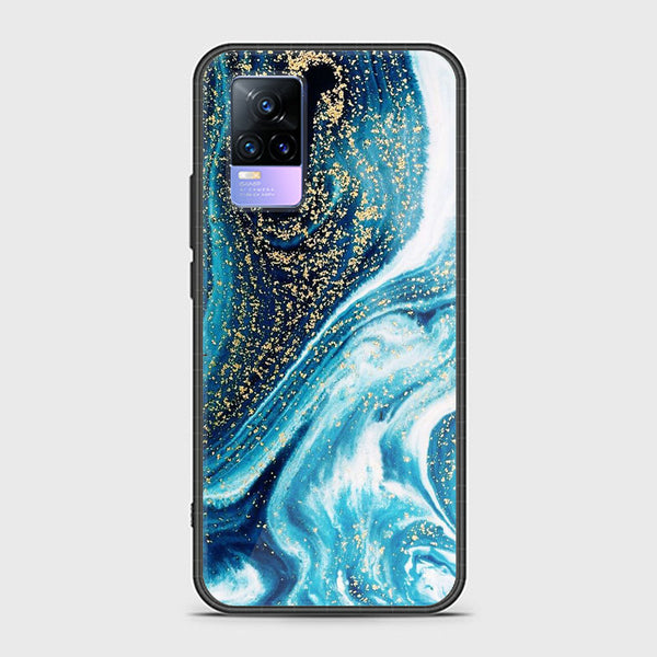 Vivo V21e/ Y73 - Blue Marble Design 5 - Premium Printed Glass soft Bumper shock Proof Case CS-26156