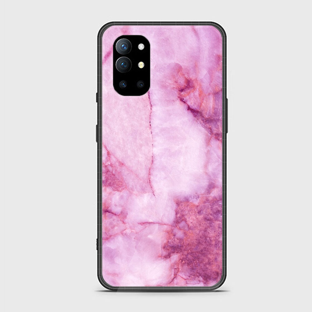 OnePlus 9R - Pink Marble Series - Premium Printed Glass soft Bumper shock Proof Case