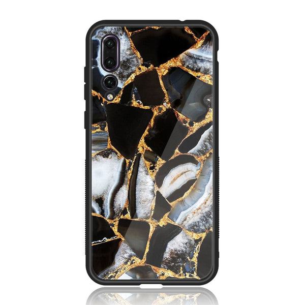 Huawei P20 Pro - Black Marble Design 5- Premium Metal Printed soft Bumper shock Proof Case  CS-31168