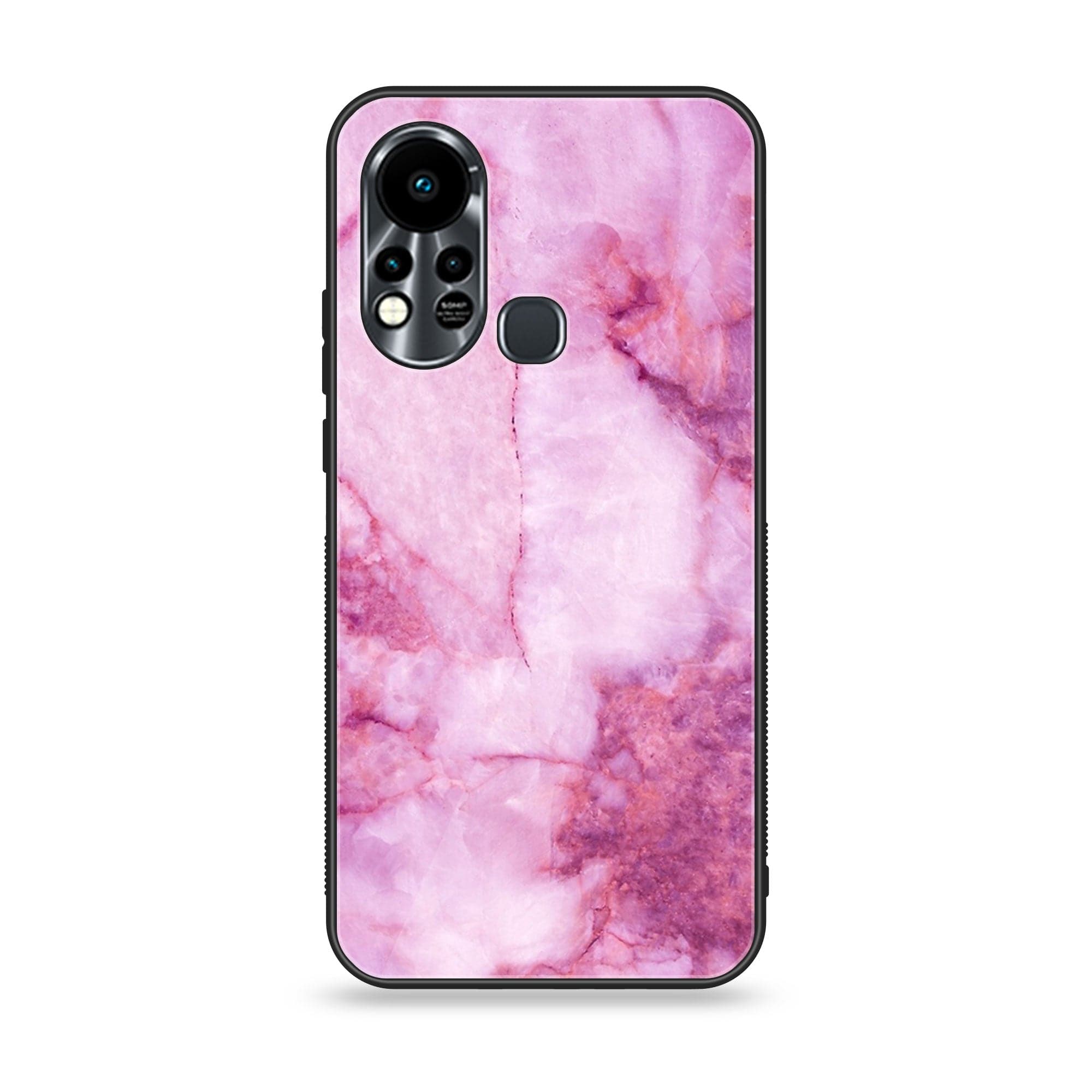 Infinix Hot 11S  Pink Marble Series Premium Printed Glass soft Bumper shock Proof Case