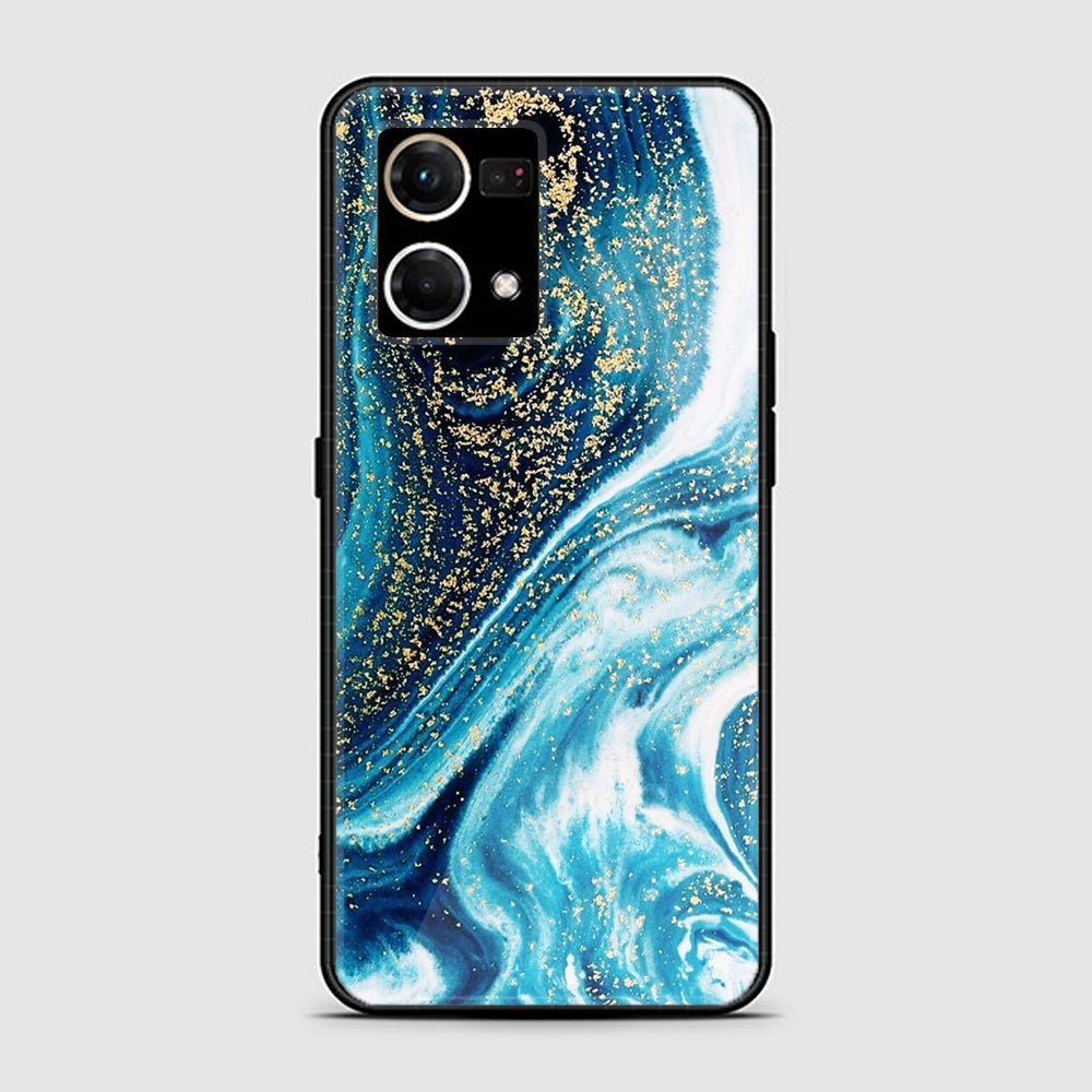 Oppo F21 Pro 4G Blue Marble Series  Premium Printed Glass soft Bumper shock Proof Case