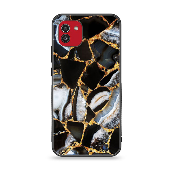 Samsung Galaxy A03 - Black Marble Design  5 - Premium Printed Glass soft Bumper shock Proof Case CS-16158