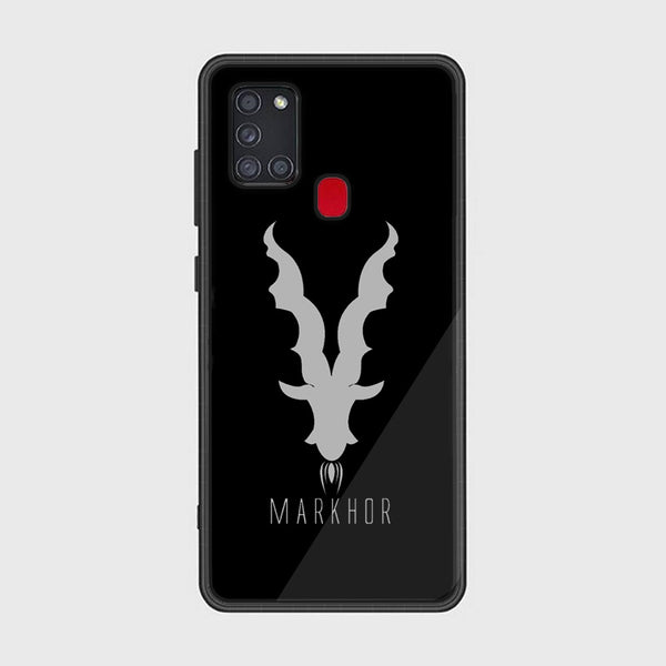 Samsung Galaxy A21s - Markhor Design 9 - Premium Printed Glass soft Bumper shock Proof Case CS-17204