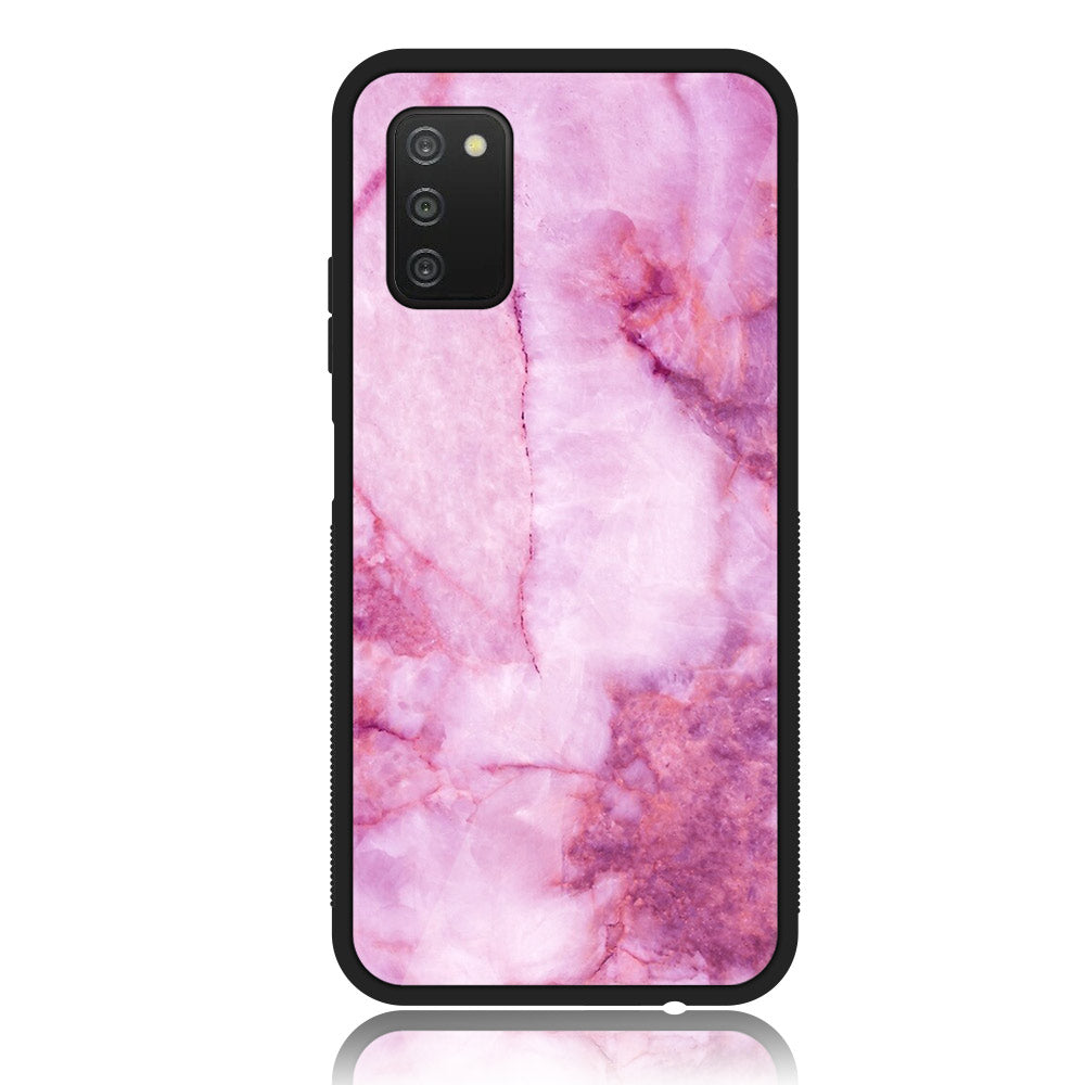 Samsung Galaxy A02s - Pink Marble Series - Premium Printed Glass soft Bumper shock Proof Case