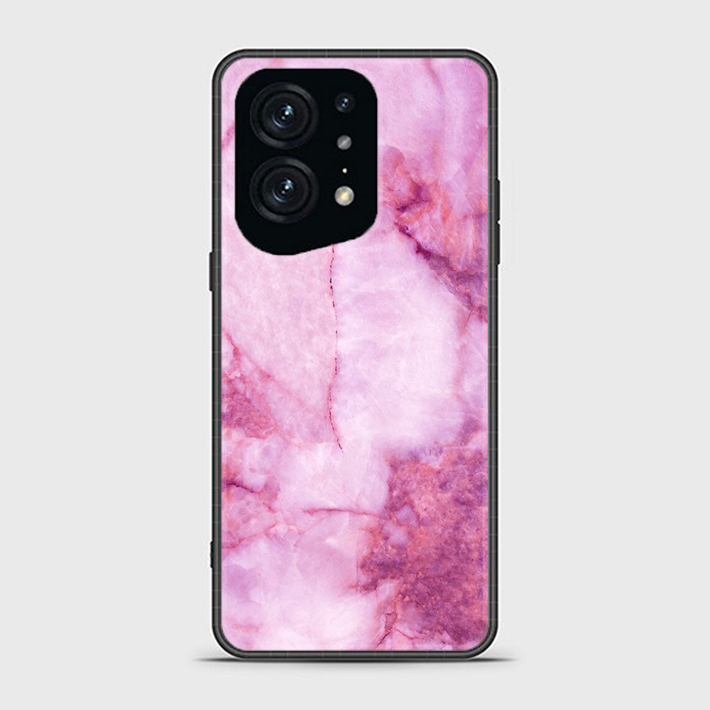 Oppo Find X5 Pink Marble Series Premium Printed Glass soft Bumper shock Proof Case
