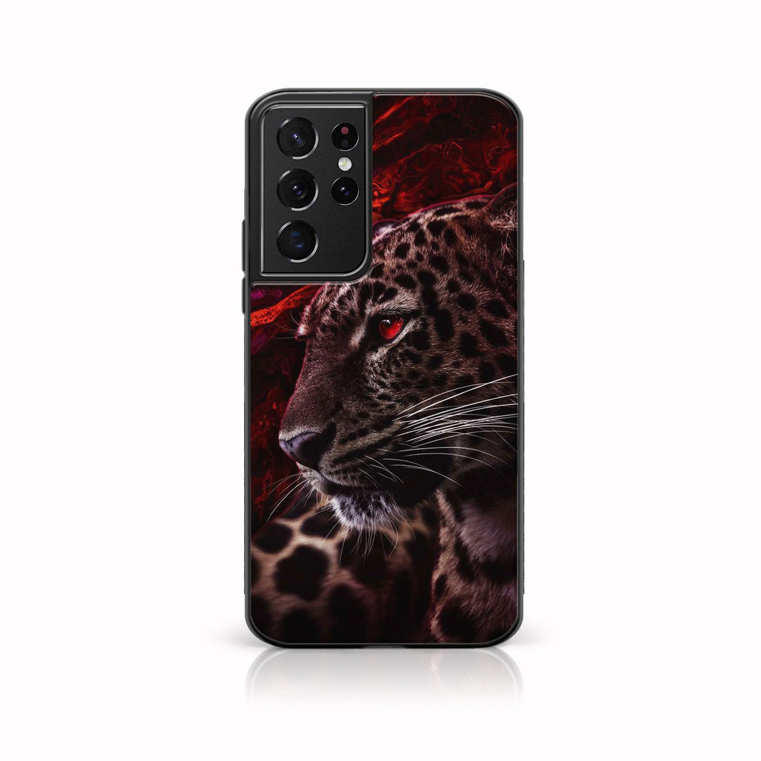 Galaxy S21 Ultra -Tiger  Series - Premium Printed Glass soft Bumper shock Proof Case