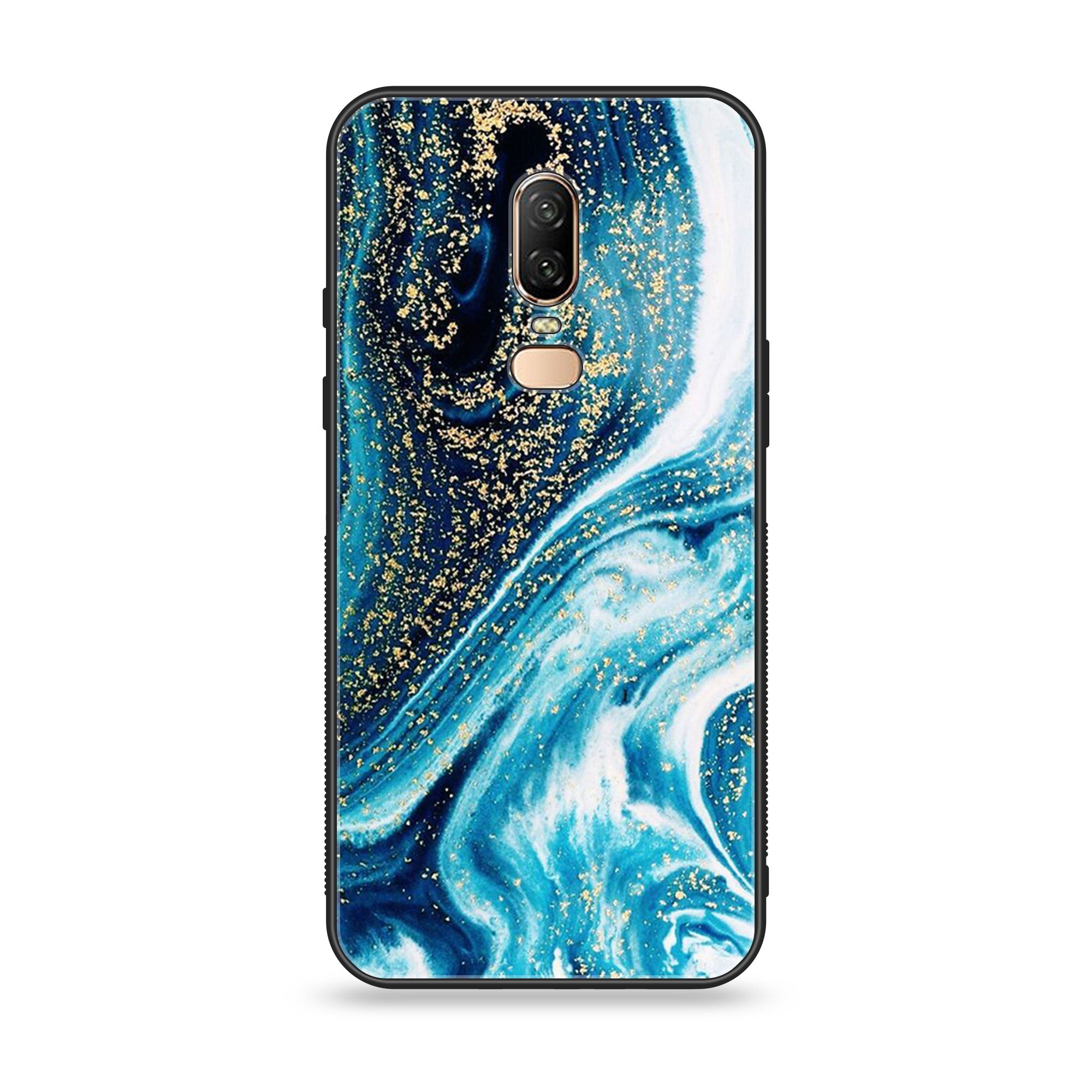 OnePlus 6 - Blue Marble Series - Premium Printed Glass soft Bumper shock Proof Case