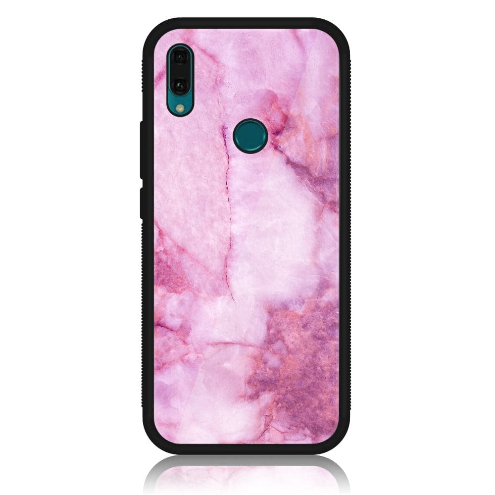 Huawei Y9 (2019) - Pink Marble Series - Premium Printed Glass soft Bumper shock Proof Case