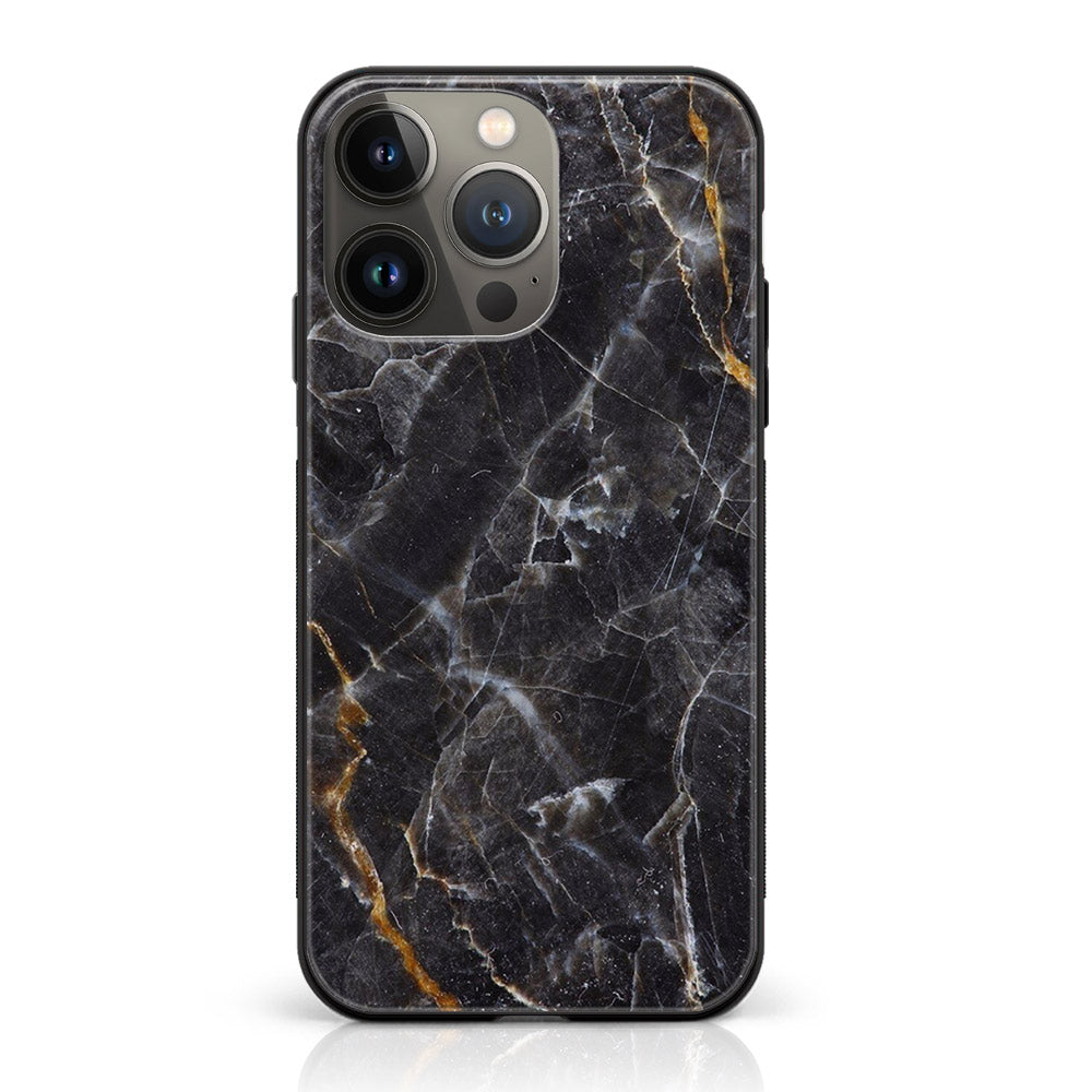 iPhone 12 Pro Max  - Black Marble V 2.0 Series - Premium Printed Glass soft Bumper shock Proof Case