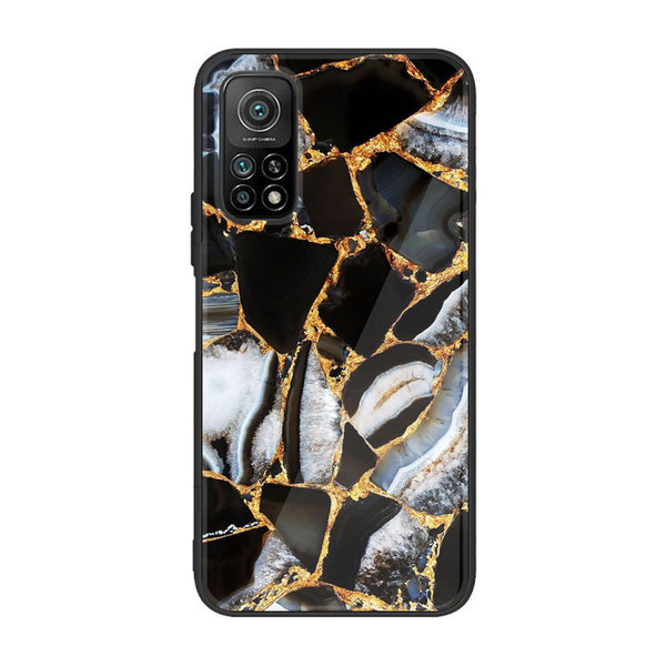 Xiaomi Mi 10T  Black Marble Design 5 Premium Printed Glass soft Bumper shock Proof Case CS-45711