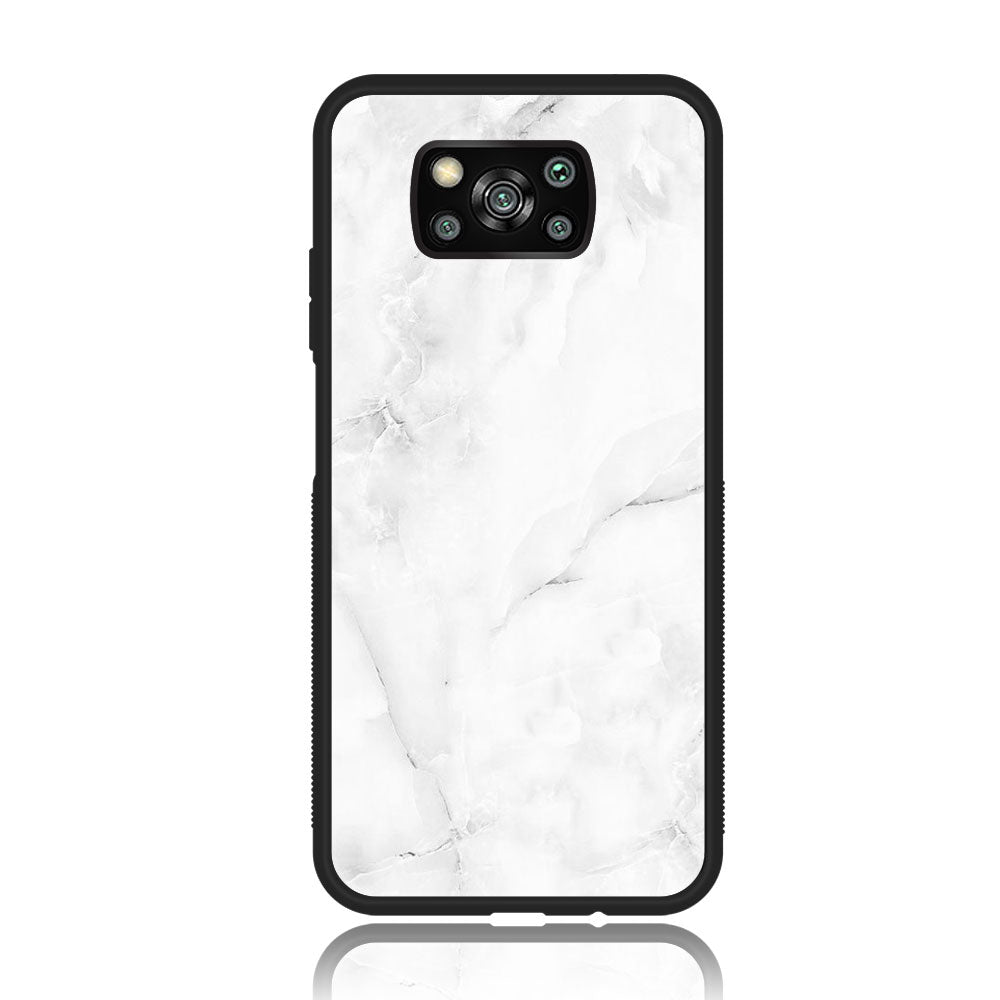Xiaomi Poco X3 NFC -White Marble Series - Premium Printed Glass soft Bumper shock Proof Case