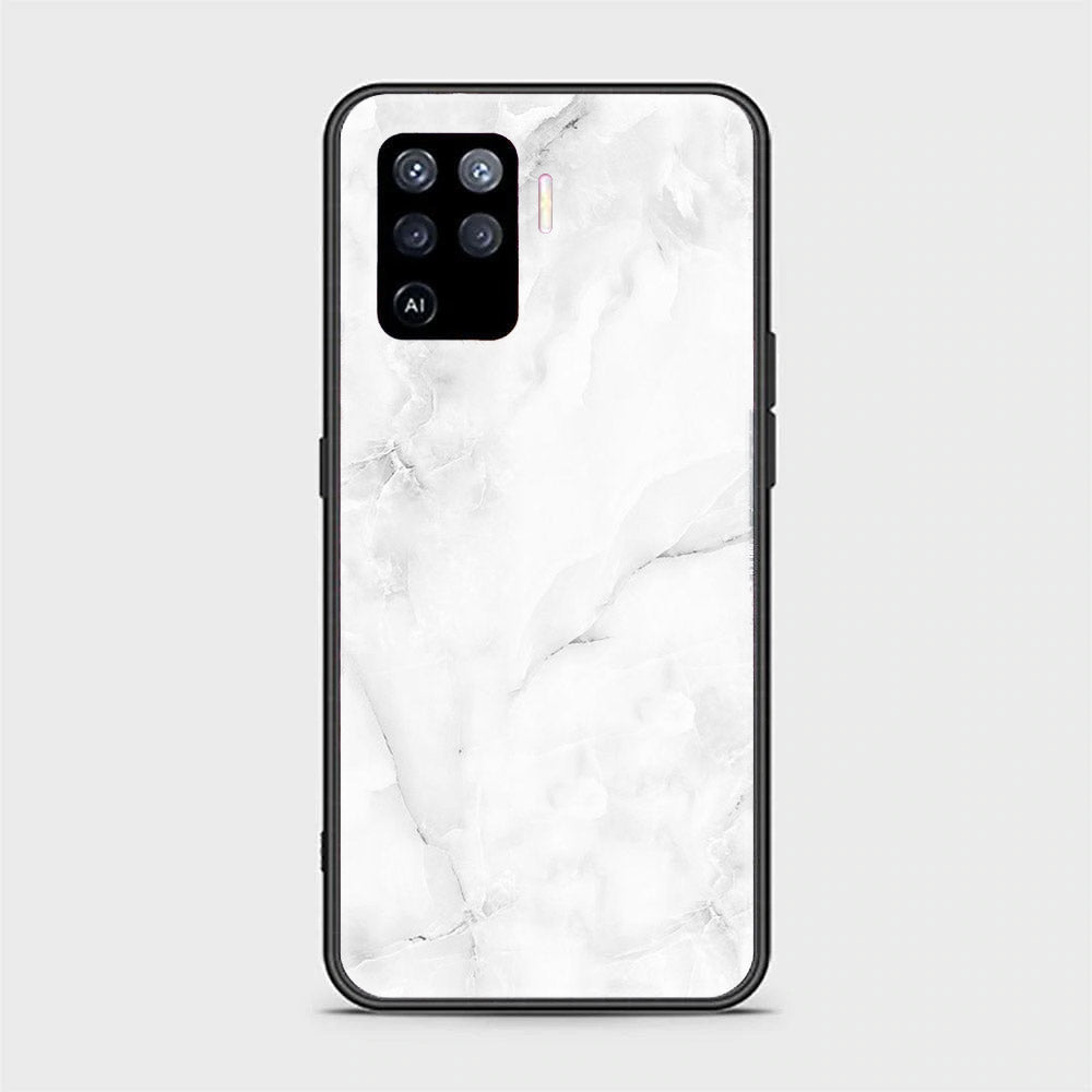 Oppo A94 - White Marble Series - Premium Printed Glass soft Bumper shock Proof Case