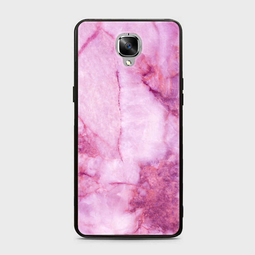 OnePlus 3/3T- Pink  Marble Series - Premium Printed Glass soft Bumper shock Proof Case