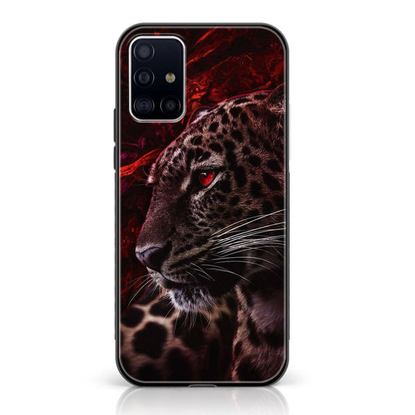 Samsung Galaxy A71  Tiger Art Design 5 Premium Printed Glass soft Bumper shock Proof Case CS-19293