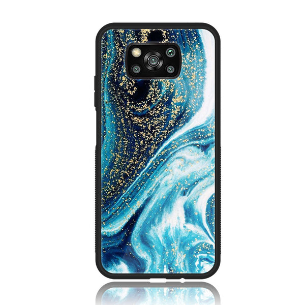 Xiaomi Poco X3 NFC - Blue Marble Series  Design 5 - Premium Printed Glass soft Bumper shock Proof Case  CS-20069