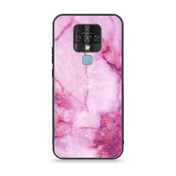 Tecno Camon 16- Pink Marble Design 5- Premium Printed Glass soft Bumper shock Proof Case CS-12963