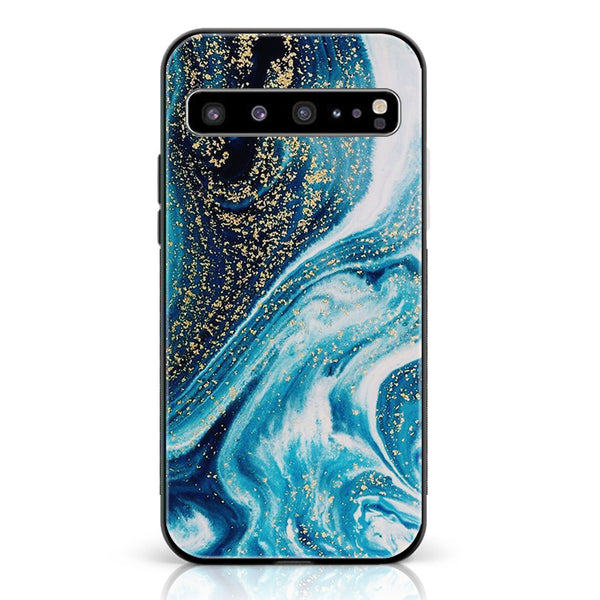 Samsung Galaxy S10 5G - Blue Marble Design 5 - Premium Printed Glass soft Bumper shock Proof Case CS-18297