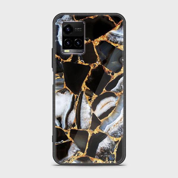 Vivo Y21 4G/ Y33s/ Y21s/ Y21A/ Y21T/Y33T Black Marble Design 5 Premium Printed Glass soft Bumper shock Proof Case CS-27786