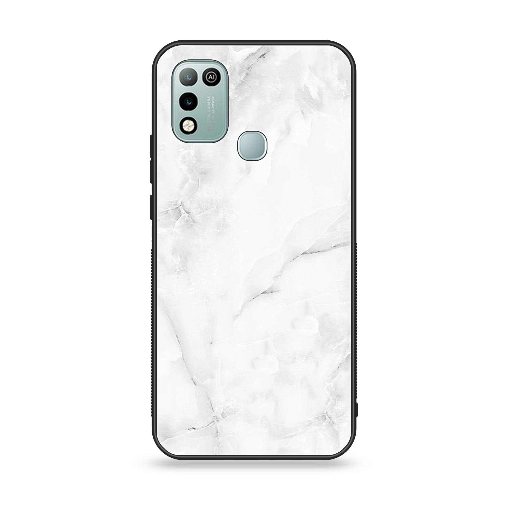 Infinix Hot 11 Play - White Marble Series - Premium Printed Glass soft Bumper shock Proof Case