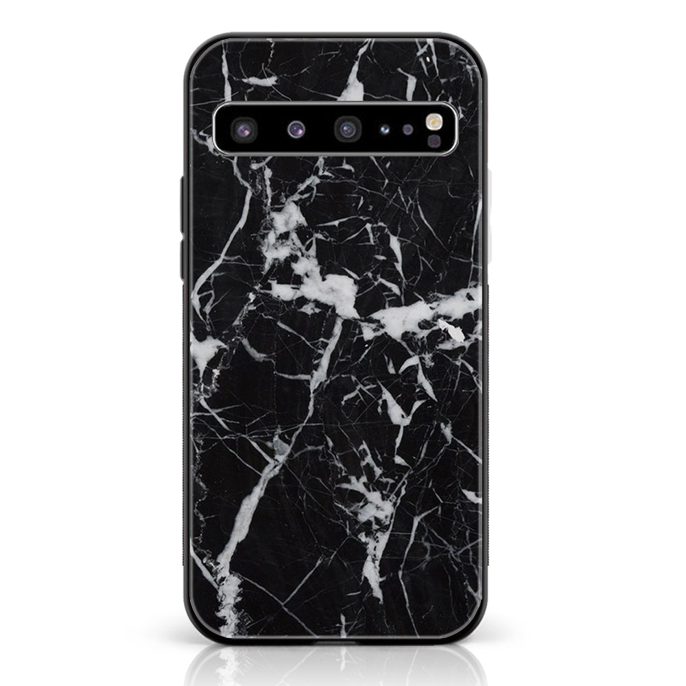 Samsung Galaxy S10 5G - Black Marble Series - Premium Printed Glass soft Bumper shock Proof Case