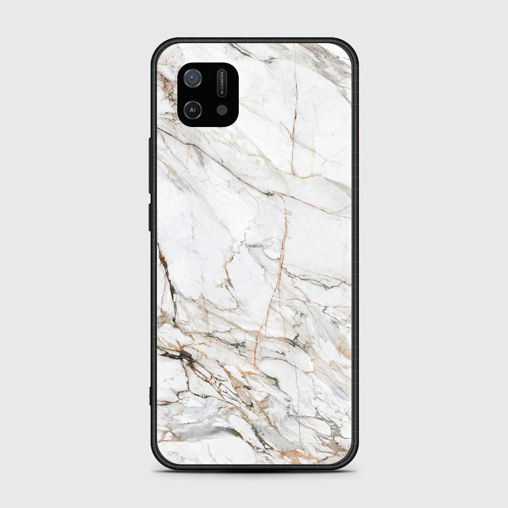 OPPO A16k White Marble Series  Premium Printed Glass soft Bumper shock Proof Case