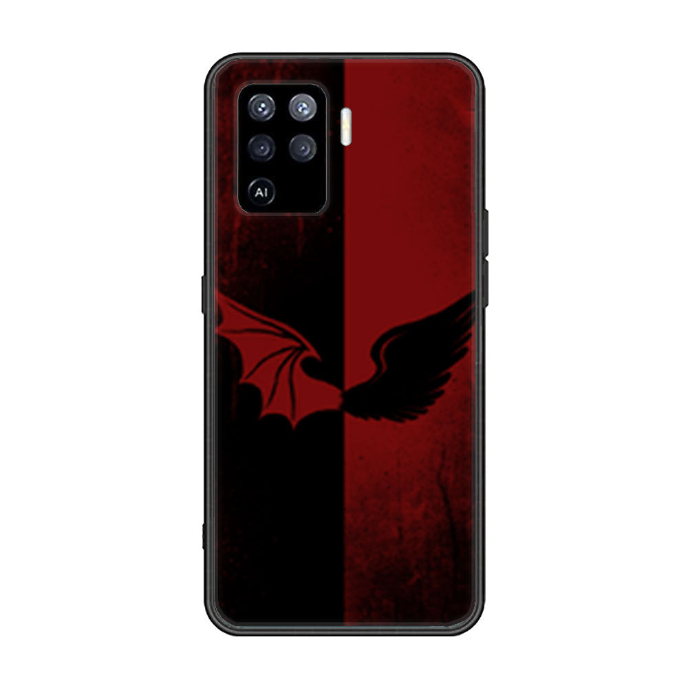 Oppo A94  -Angel Wings 2.0 Series - Premium Printed Glass soft Bumper shock Proof Case