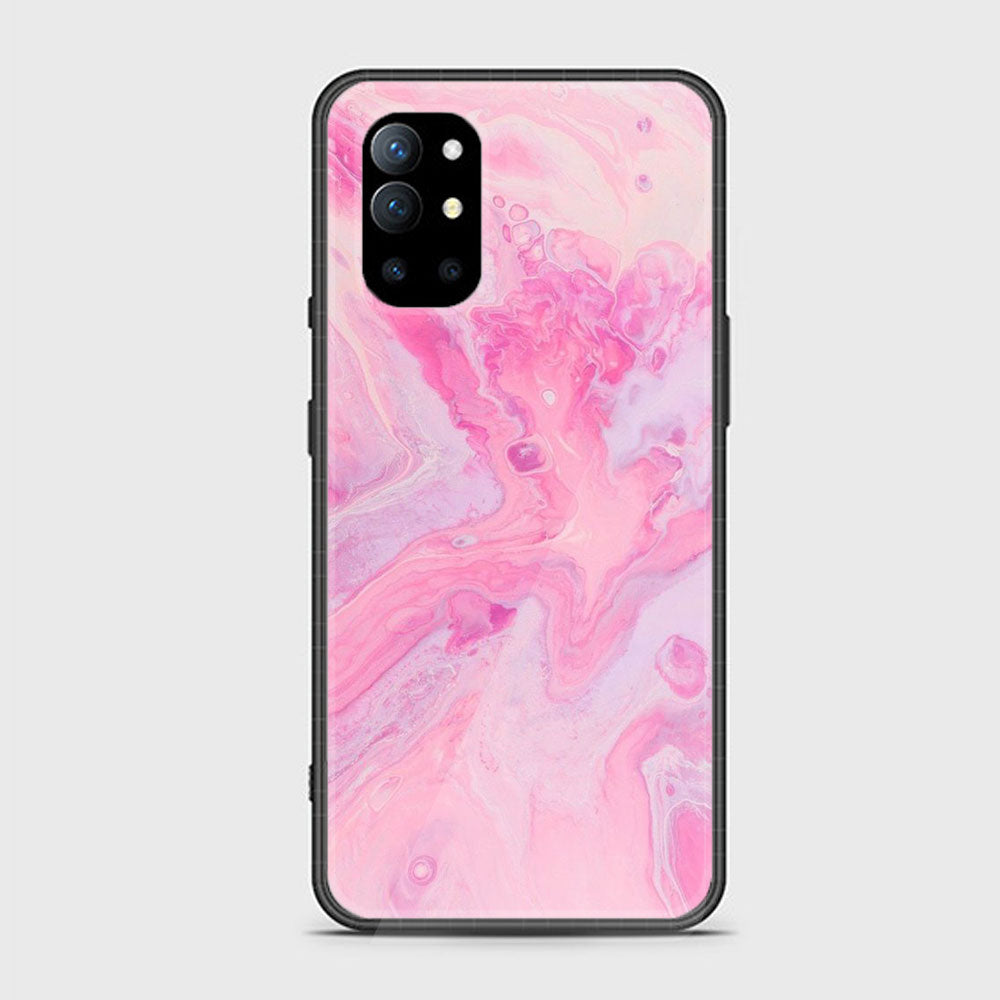 OnePlus 9R - Pink Marble Series - Premium Printed Glass soft Bumper shock Proof Case