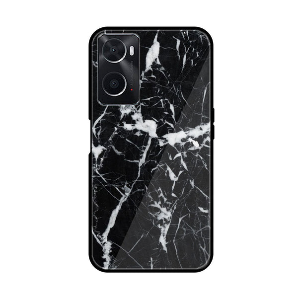Oppo A76  Black Marble Design 6 Premium Printed Glass soft Bumper shock Proof Case CS-14229