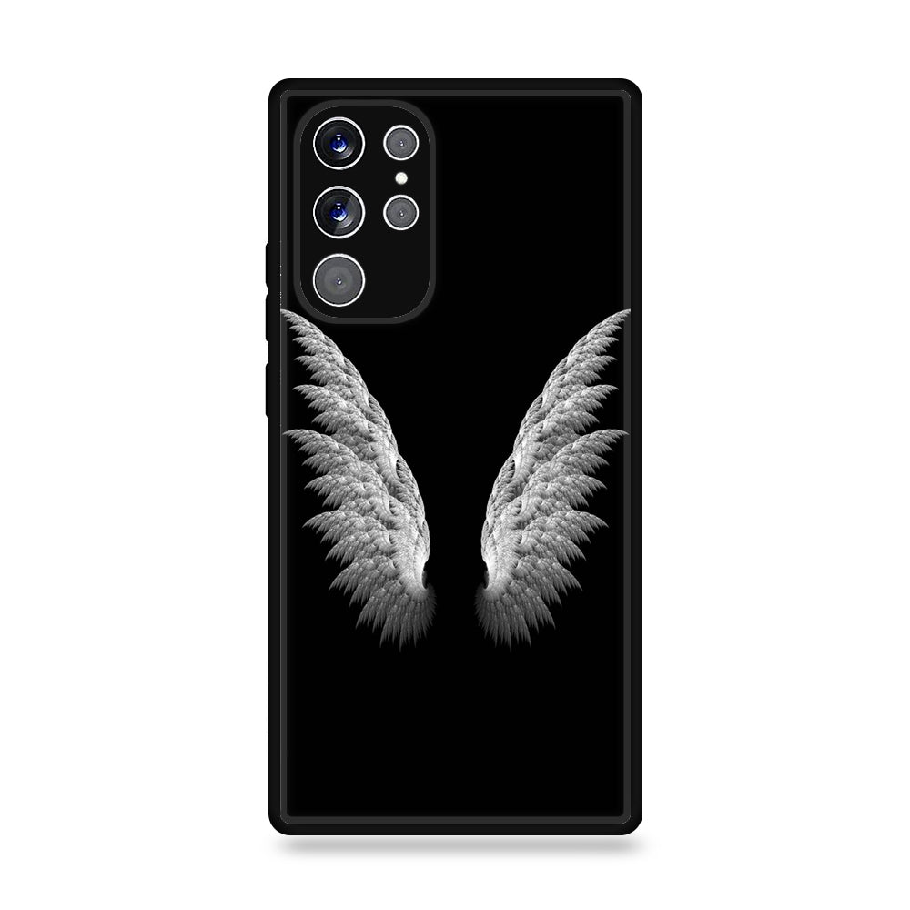 Samsung Galaxy S22 Ultra - Angel Wings  Series - Premium Printed Glass soft Bumper shock Proof Case