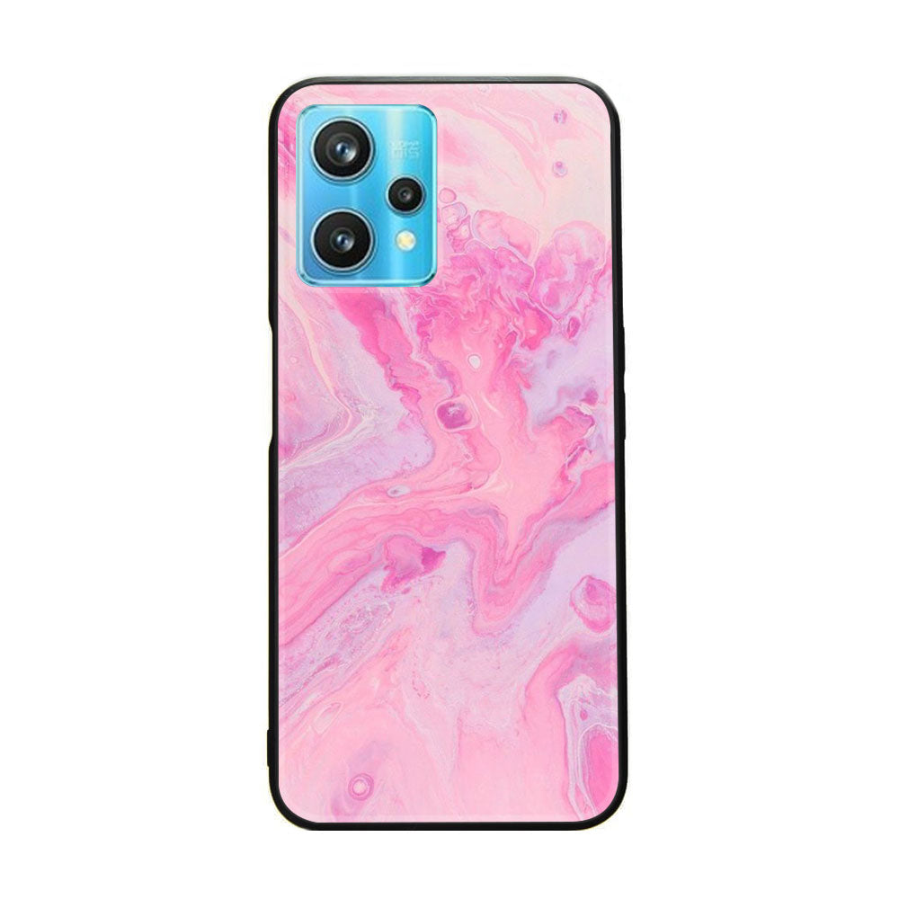 Realme 9 - Pink Marble Series - Premium Printed Glass soft Bumper shock Proof Case