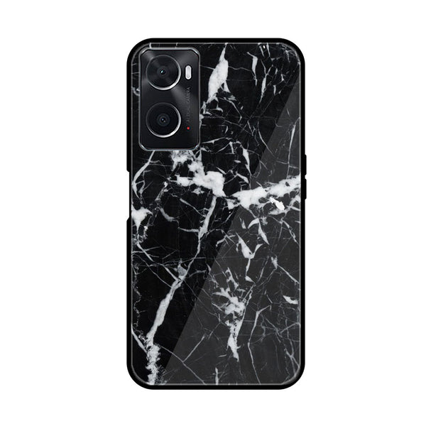 OPPO A76 / OPPO A36/ Oppo A96 -  Black Marble Design 6 Premium Printed Glass soft Bumper shock Proof Case  CS-33427