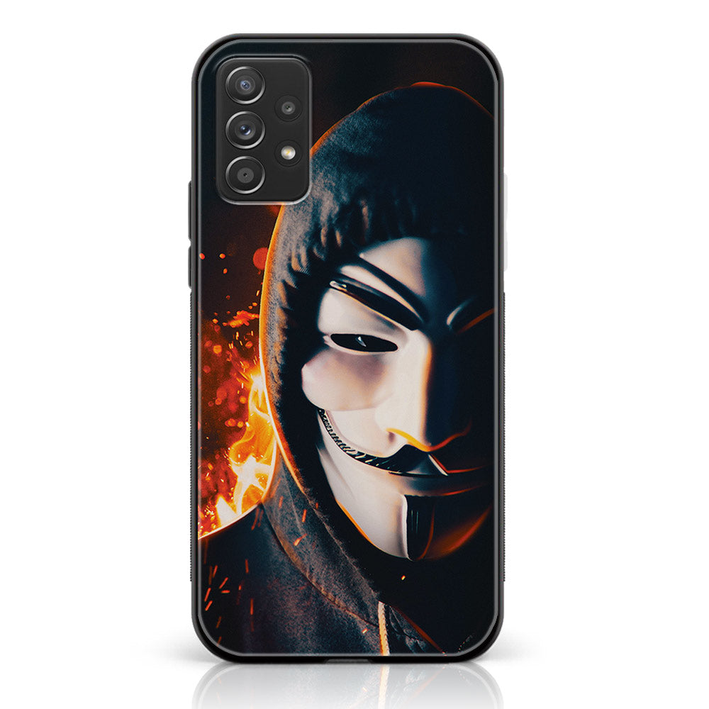 Samsung Galaxy A33 - Anonymous 2.0  Series - Premium Printed Glass soft Bumper shock Proof Case