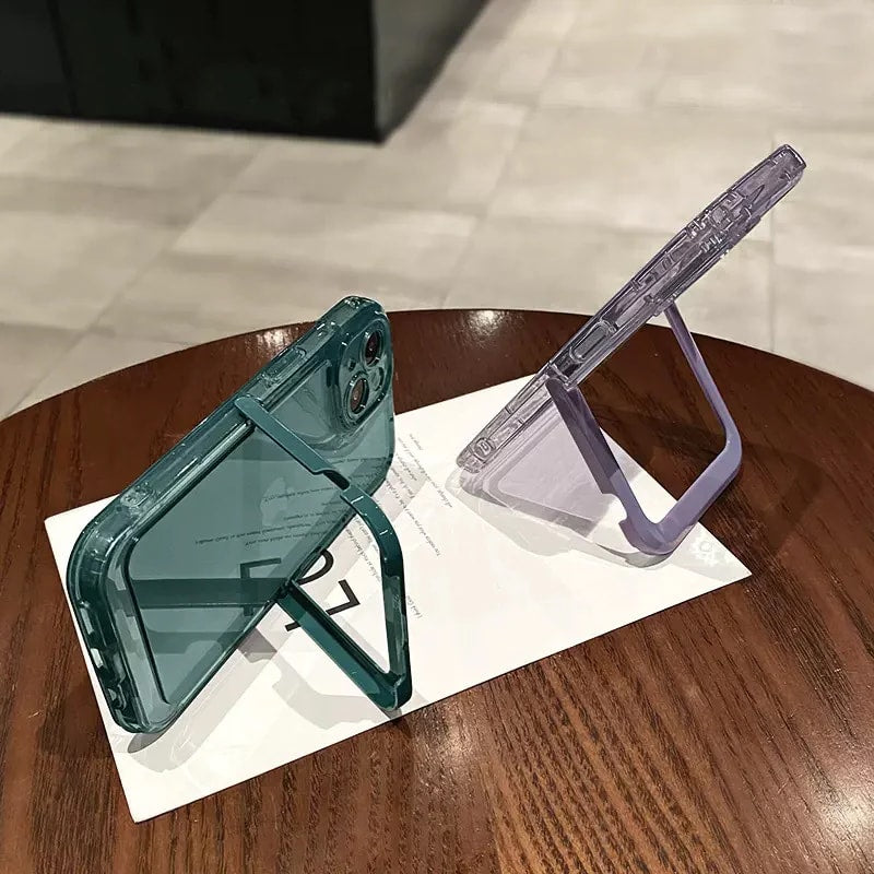 iPhone 13 Invisible Bracket Stand Transparent Case With Camera Protect ...