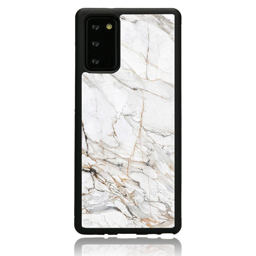 Samsung Galaxy Note 20 - White Marble Series - Premium Printed Glass soft Bumper shock Proof Case