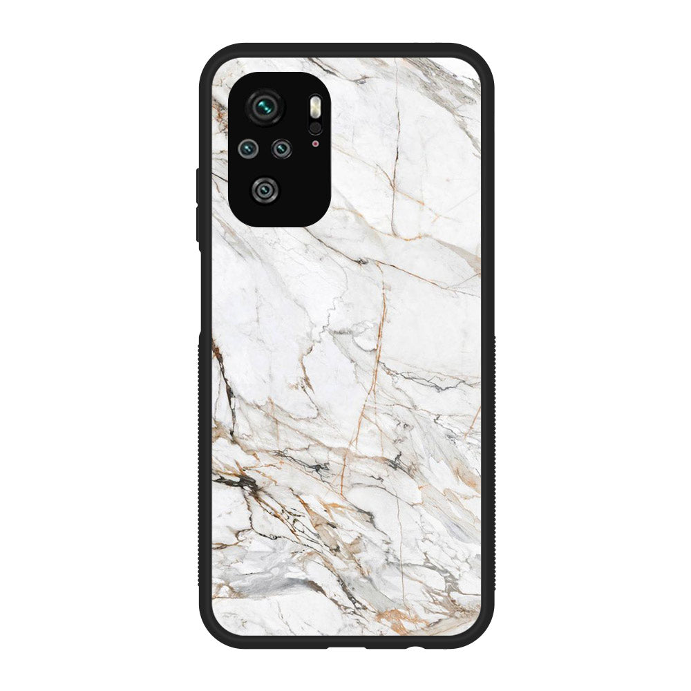 Xiaomi Redmi Note 10S - White Marble Series - Premium Printed Glass soft Bumper shock Proof Case