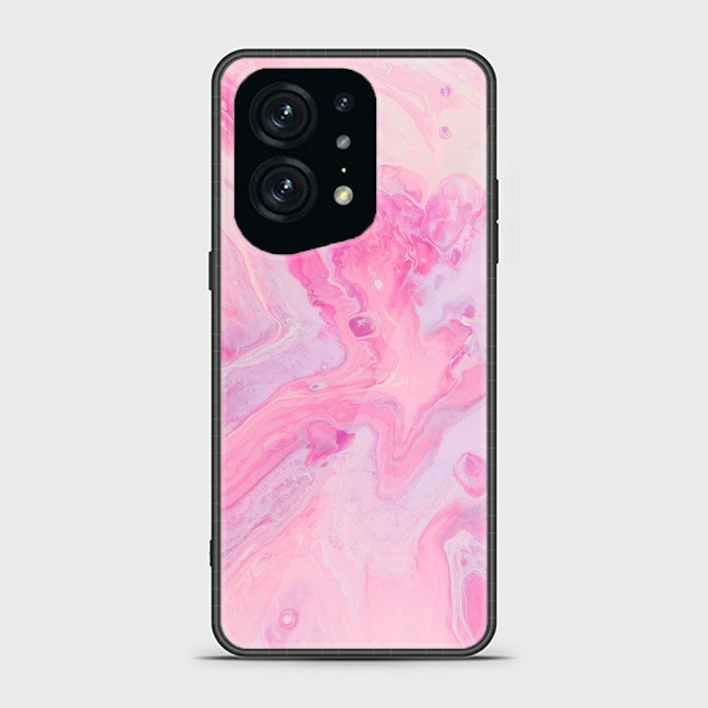 Oppo Find X5 Pink Marble Series Premium Printed Glass soft Bumper shock Proof Case