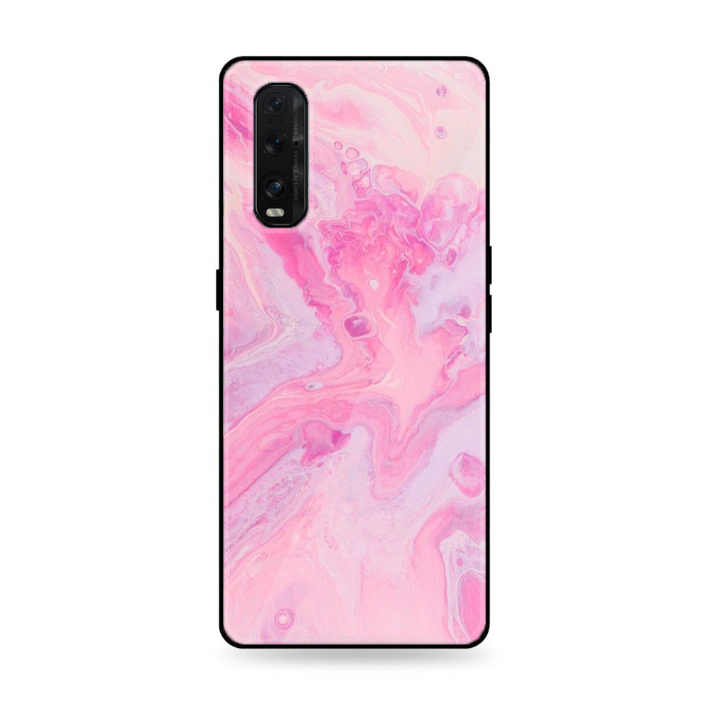 Oppo Find X2 -Pink Marble Series - Premium Printed Glass soft Bumper shock Proof Case