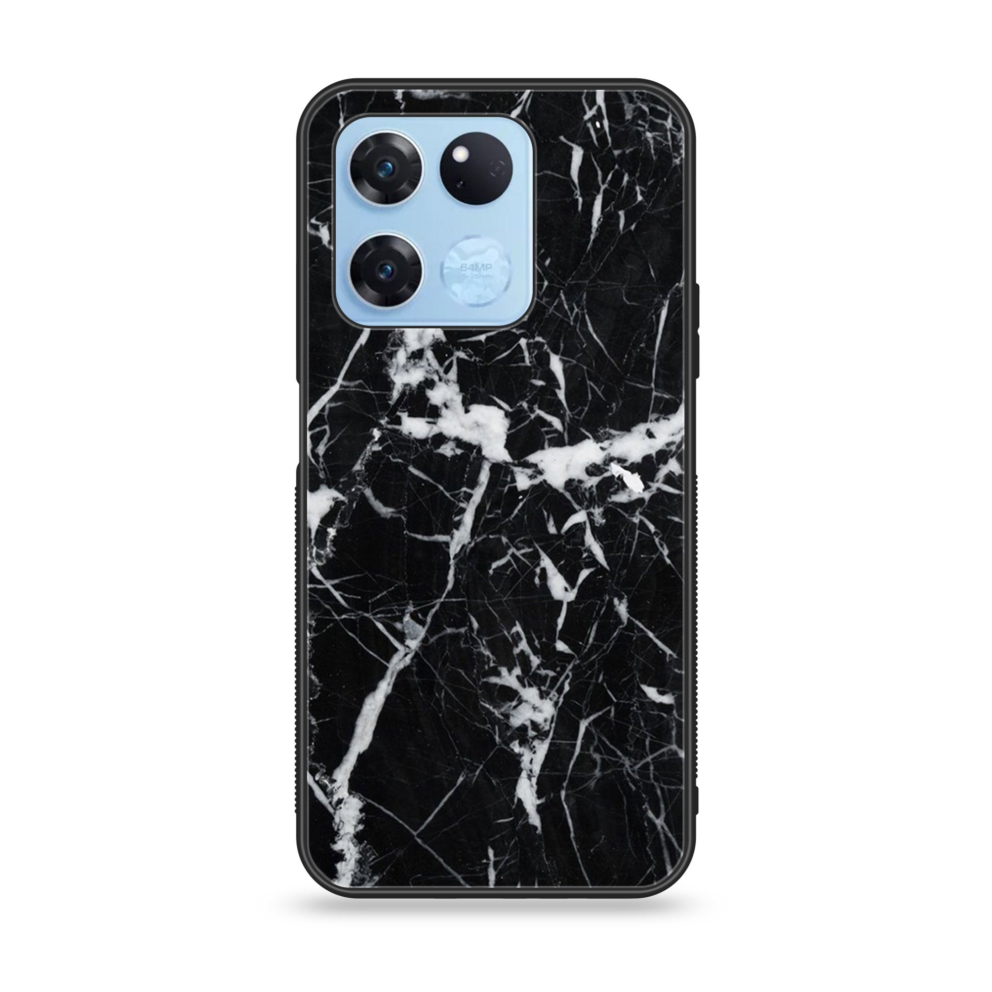 OnePlus Ace Racing - Black Marble Series - Premium Printed Glass soft Bumper shock Proof Case