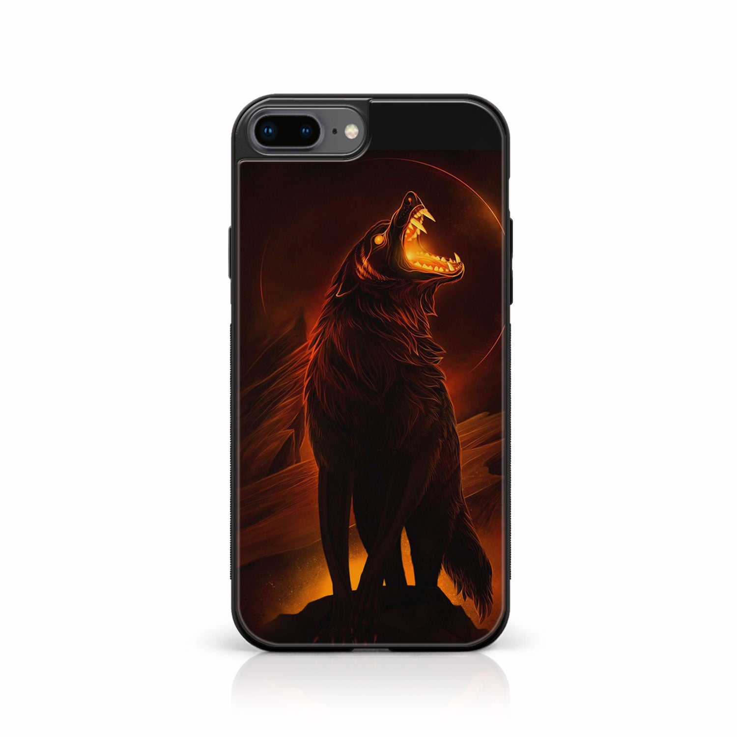iPhone 7Plus- Wolf Series - Premium Printed Glass soft Bumper shock Proof Case