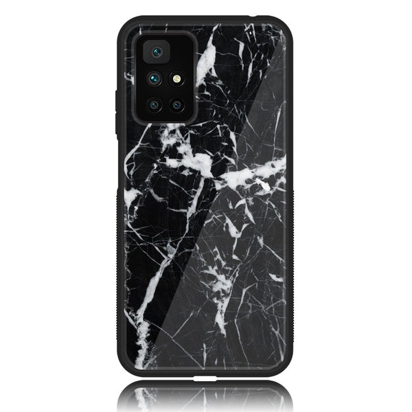 Redmi 10 4G/ Redmi 10 Prime  - Black Marble Design 6  - Premium Metal  Printed soft Bumper shock Proof Case CS-28110