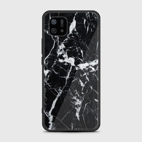 OPPO A16e Black Marble Design 6 Premium Printed Glass soft Bumper shock Proof Case CS-49587