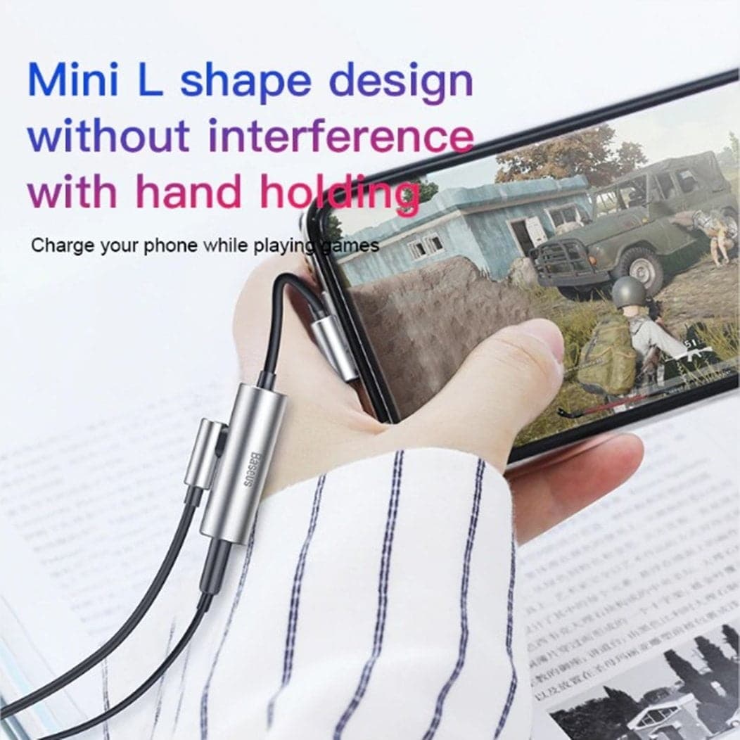 Baseus 2 in 1 Dual iPhone Male to 3.5mm Music+iPhone Female Fast Charging Adapter - Phonecase.PK
